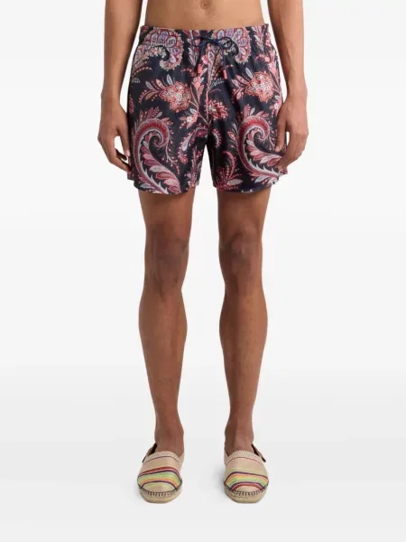Slip de baie Etro cu imagine cu model paisley albastru