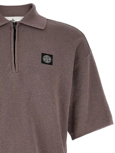 Polotričko Stone Island s kamínky s polovičními zipem hnědé