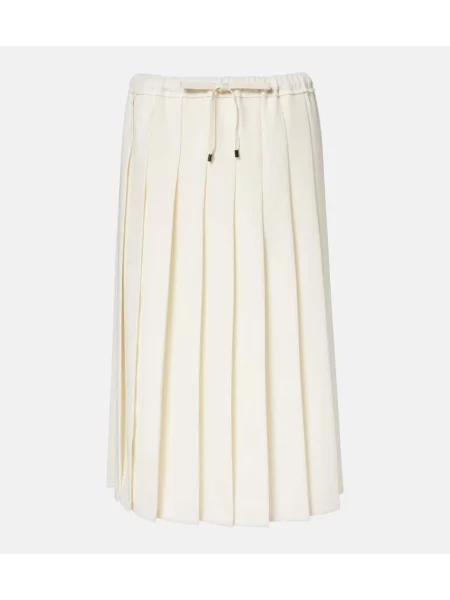 Fusta plisata Brunello Cucinelli plisată până la genunchi bej
