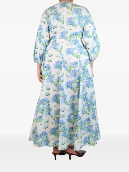 Rochie maxi Bernadette cu model floral cu imagine alb
