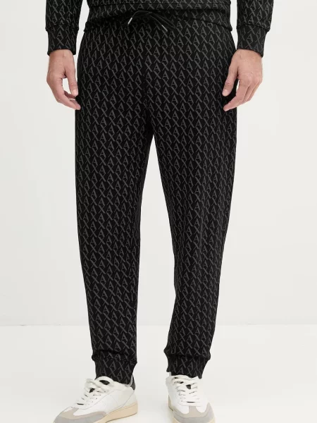 Armani Exchange pantaloni de trening din cu imprimeu negru