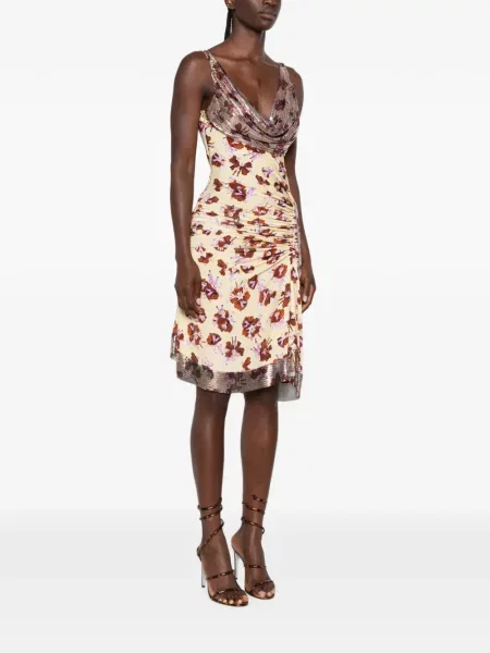 Rochie mini Rabanne cu model floral cu imagine