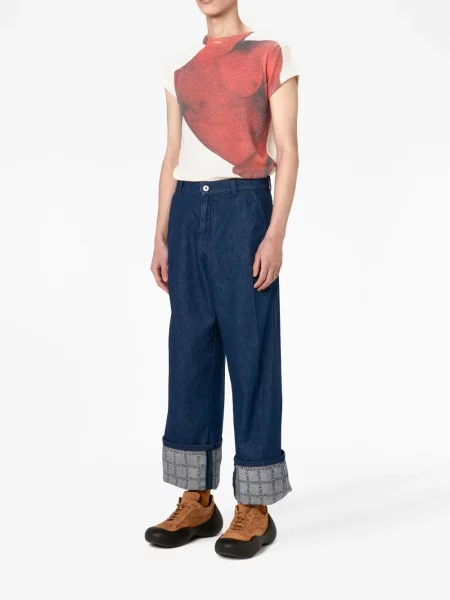 Raštuotos plačiakojis džinsai Jw Anderson mėlyna