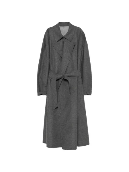 Cu centură palton Emporio Armani de lână gri