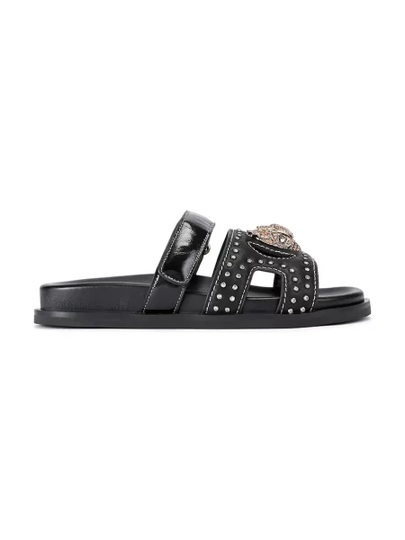 Kurt Geiger London șlapi de piele Eagle Stud Cut Out Sdl negru