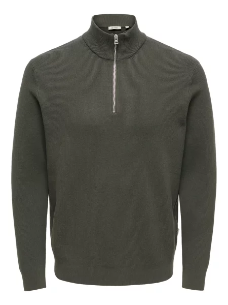 Palton Only & Sons tricotate verde