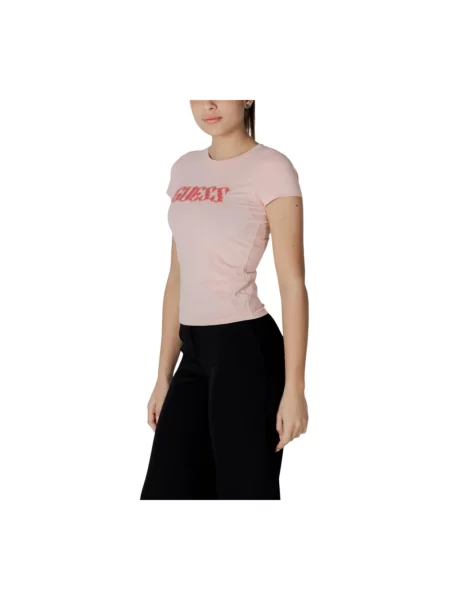 Guess Koszulki Kobieta L T-shirt z Okrągłym Dekoltem dla Kobiet różowy