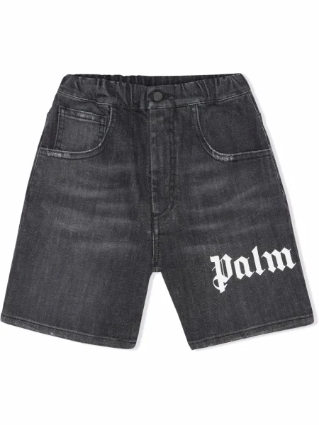 Szorty jeansowe dziecięce Palm Angels czarne
