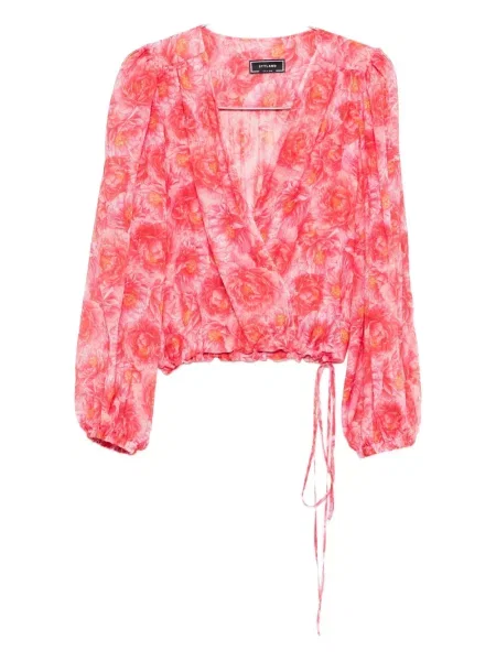 Bluză Styland cu model floral cu imagine roz