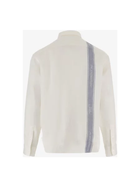 Lniana koszula Jw Anderson z logo w paski biała