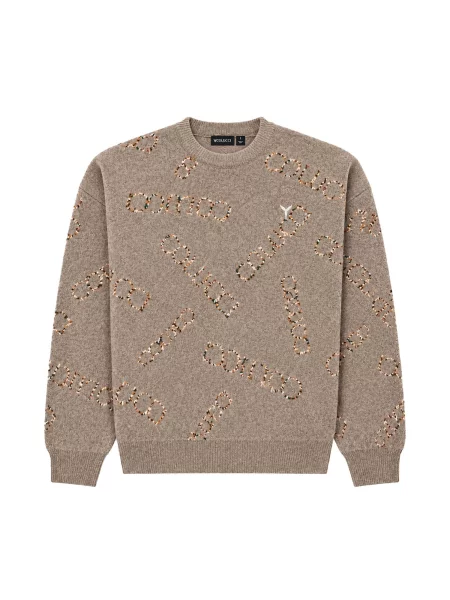 Colucci Mikina Chenille Jacquard tmavě béžová