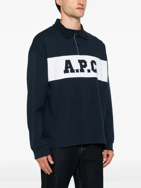 Lung tricou polo A.p.c. cu imagine albastru