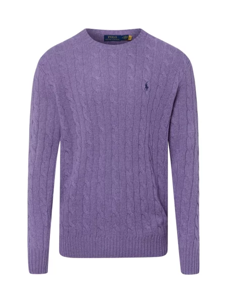 Sweter Polo Ralph Lauren wełniany z długim rękawem fioletowy