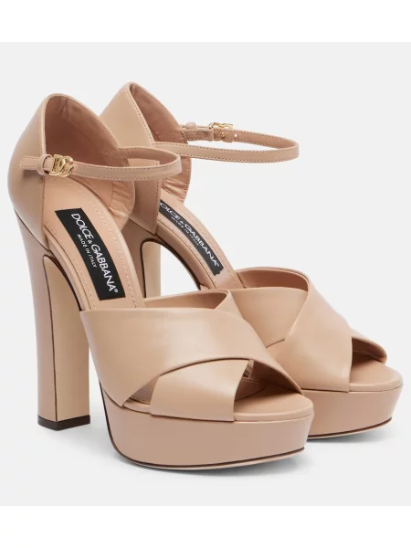 Sandale Dolce&gabbana din piele cu platformă bej
