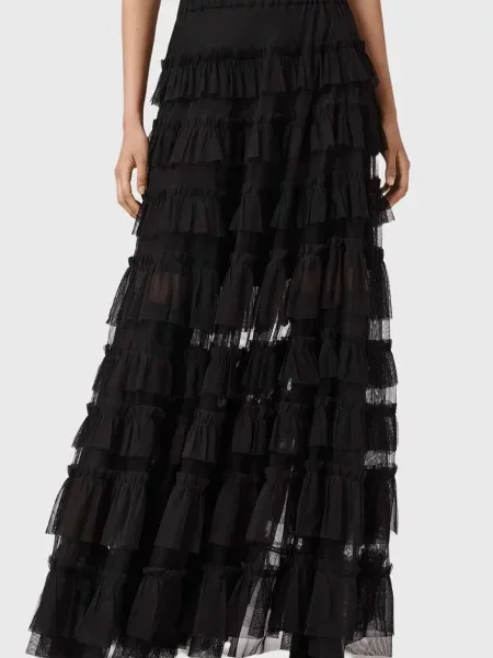 AllSaints fustă maxi evazați negru