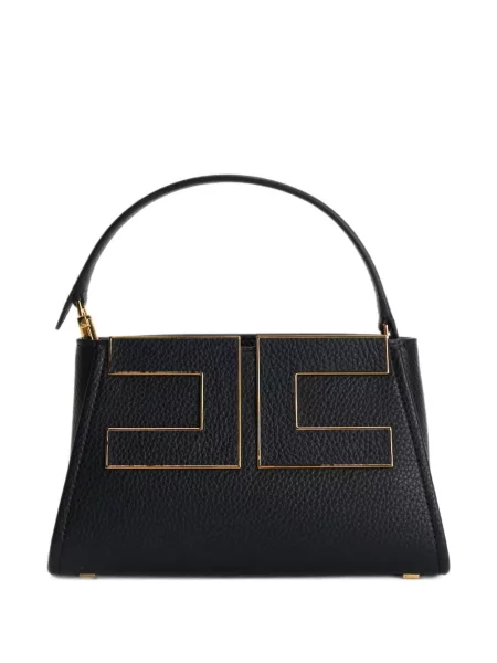 Geantă shopper Elisabetta Franchi cu autograf negru