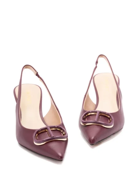Pantofi cu toc Twinset din piele slingback violet