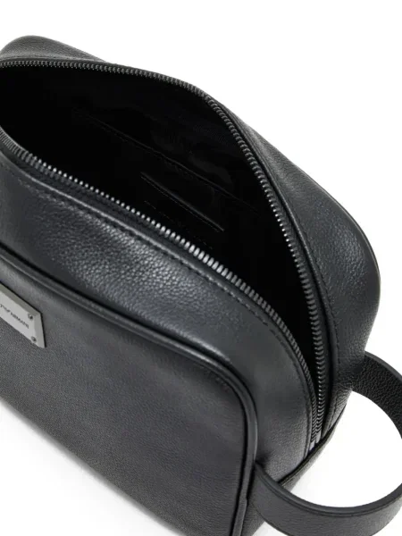 Кожена чанта Emporio Armani черно