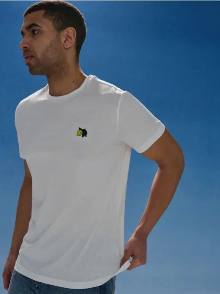 Sinsay koszulka z haftem w kształcie cytryny kremowy