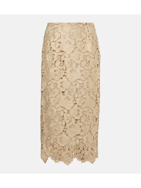 Fustă tip creion Oscar De La Renta din dantelă auriu