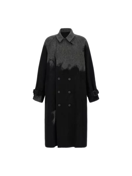 Płaszcz Yohji Yamamoto wełniany z nadrukiem szary