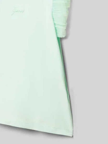 T-shirt z haftowanym logo i dekoltem w stylu crew neck Guess miętowa