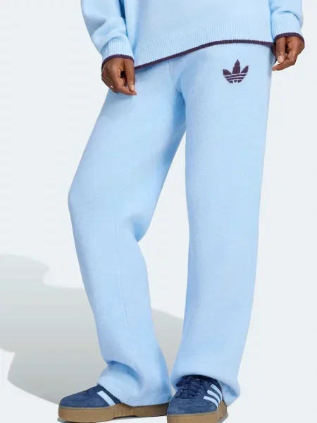 Adidas Originals teplákové nohavice dámske s prímesou vlny Essentials modrá