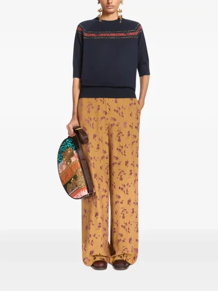 Вълнен пуловер Dries Van Noten бродиран синьо