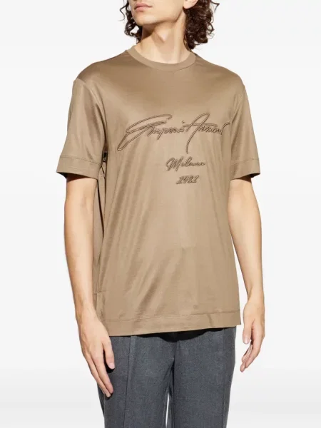 Tricou Emporio Armani din lyocell maro