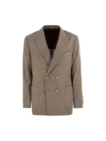 Marynarka Brunello Cucinelli w pepitkę beżowa