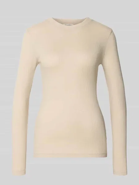 Bluzka z długim rękawem o kroju slim fit z mieszanki bawełny Marc O'polo beżowa