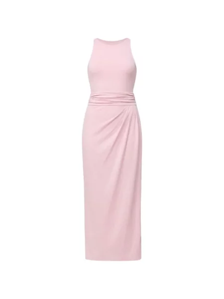 Rochie midi Another Tomorrow cu legături roz