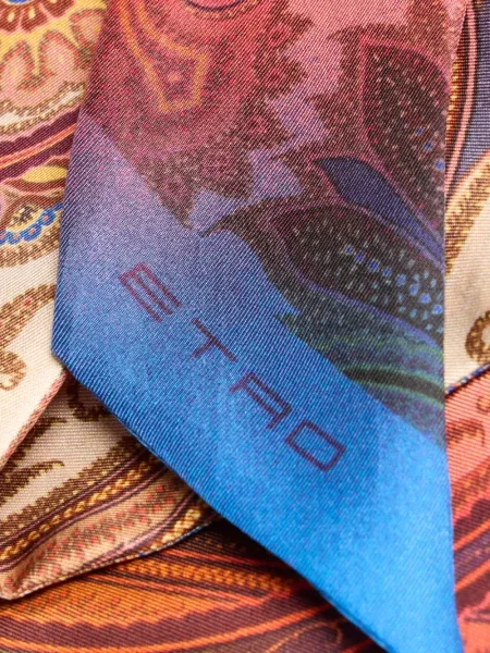 Fular Etro cu imagine cu model paisley portocaliu