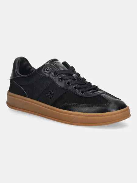Tommy Hilfiger sneakers din piele TH HERITAGE SNEAKER CALF HAIR negru