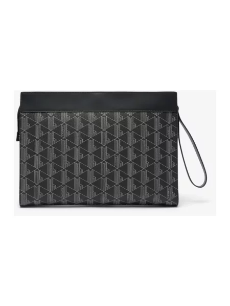 Lniana torba na laptopa Lacoste czarna