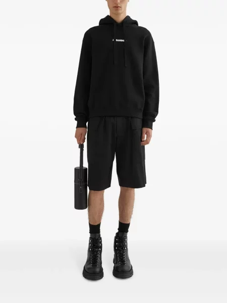 Hanorac cu glugă Jil Sander cu imagine negru