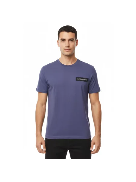Koszulka Emporio Armani z okrągłym dekoltem z logo niebieska