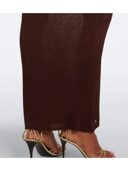 Rochie midi Saint Laurent de mătase maro