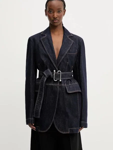 Sportmax jachetă denim Domino bleumarin un singur rând de uni
