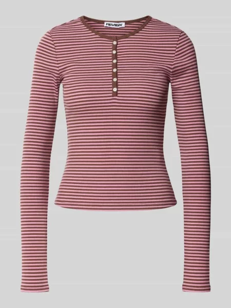 Bluzka z długim rękawem z kołnierzem henley Review