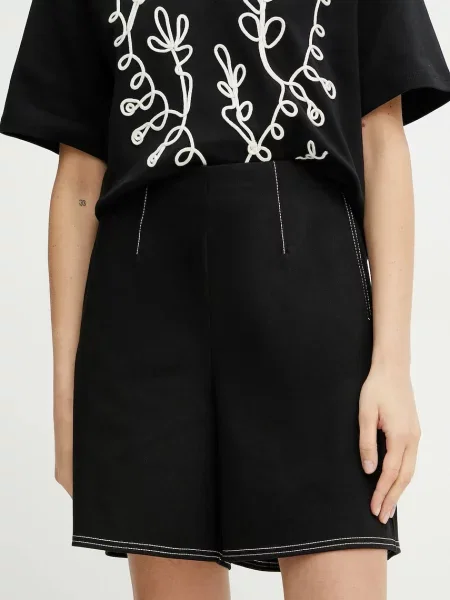 MM pantaloni scurți femei uni high waist negru