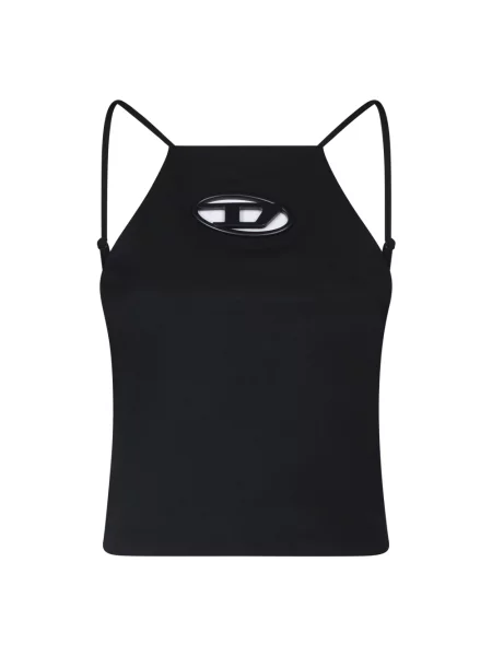Top Diesel wełniany elegancki z dekoltem halter czarny