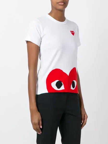 Tričko Comme Des Garçons Play s potiskem se srdcovým vzorem bílé
