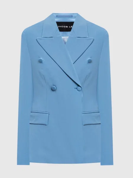 Шерстяной двубортный пиджак Jacob Lee синий