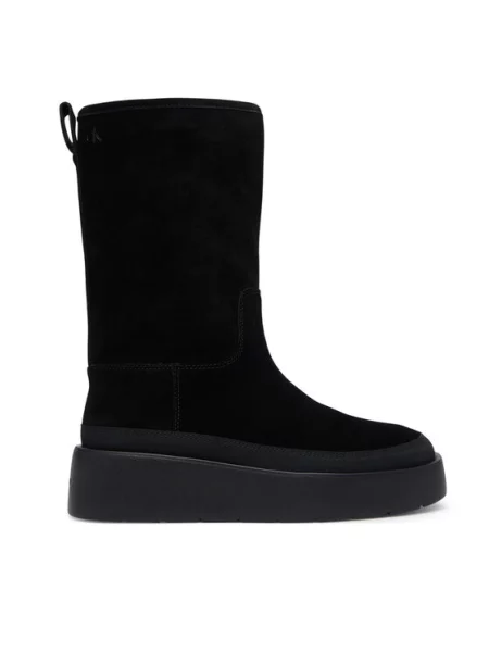 Snehule Calvin Klein Flatform Mid Boot Suede Wl čierna