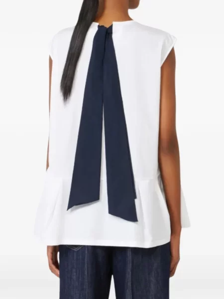 Bluzka S Max Mara z kokardką plisowana biała