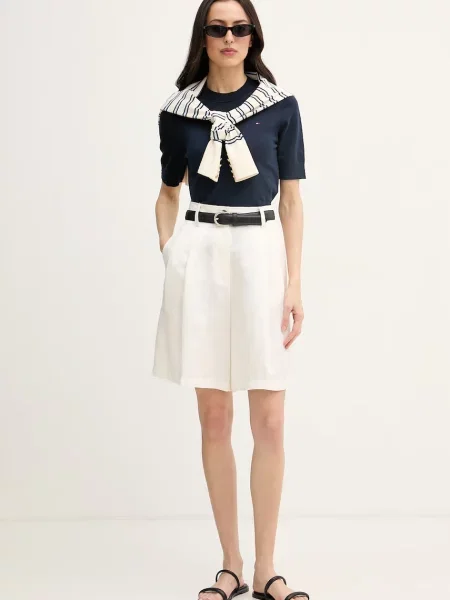 Tommy Hilfiger pletena majica z bombažem modra