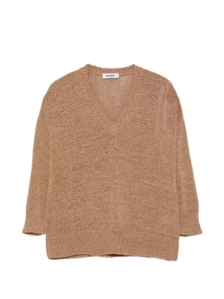 Pulover Base cu decolteu în V maro