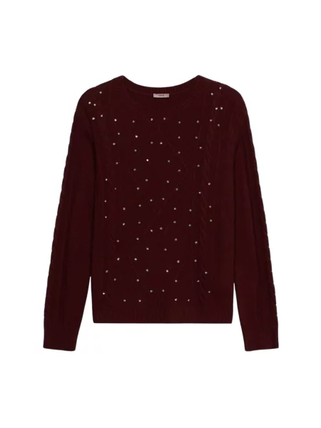 Sweter Oltre z kaszmiru z kamieniami czerwony