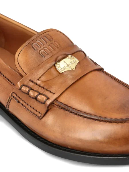 Loafers Miu Miu s aplikacemi hnědé